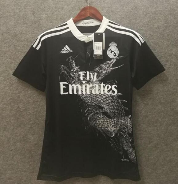 2014-15 Real Madrid Retro Away Black Soccer Jersey Shirt